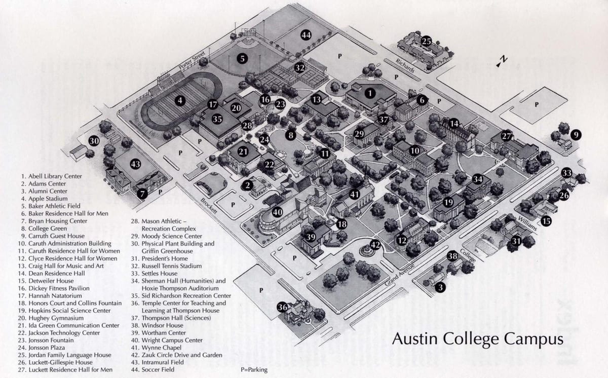 Austin khuôn viên trường đại học bản đồ