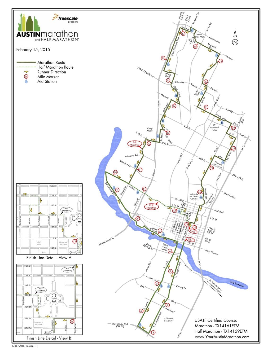 bản đồ của Austin marathon nhiên