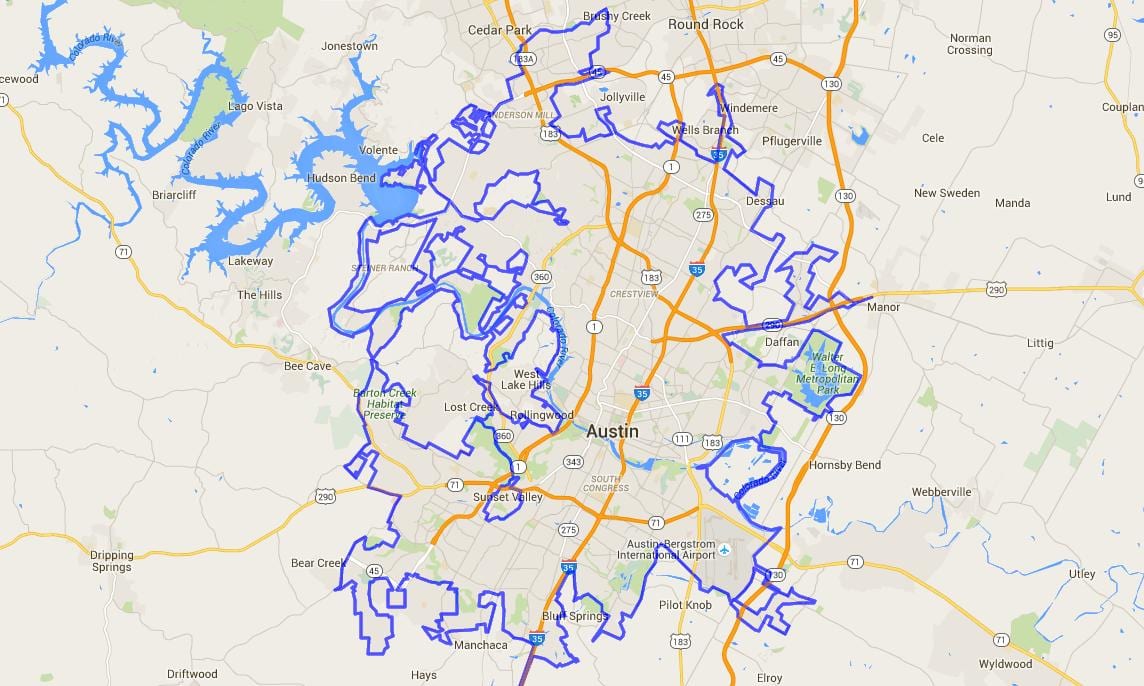 bản đồ của Austin thành phố