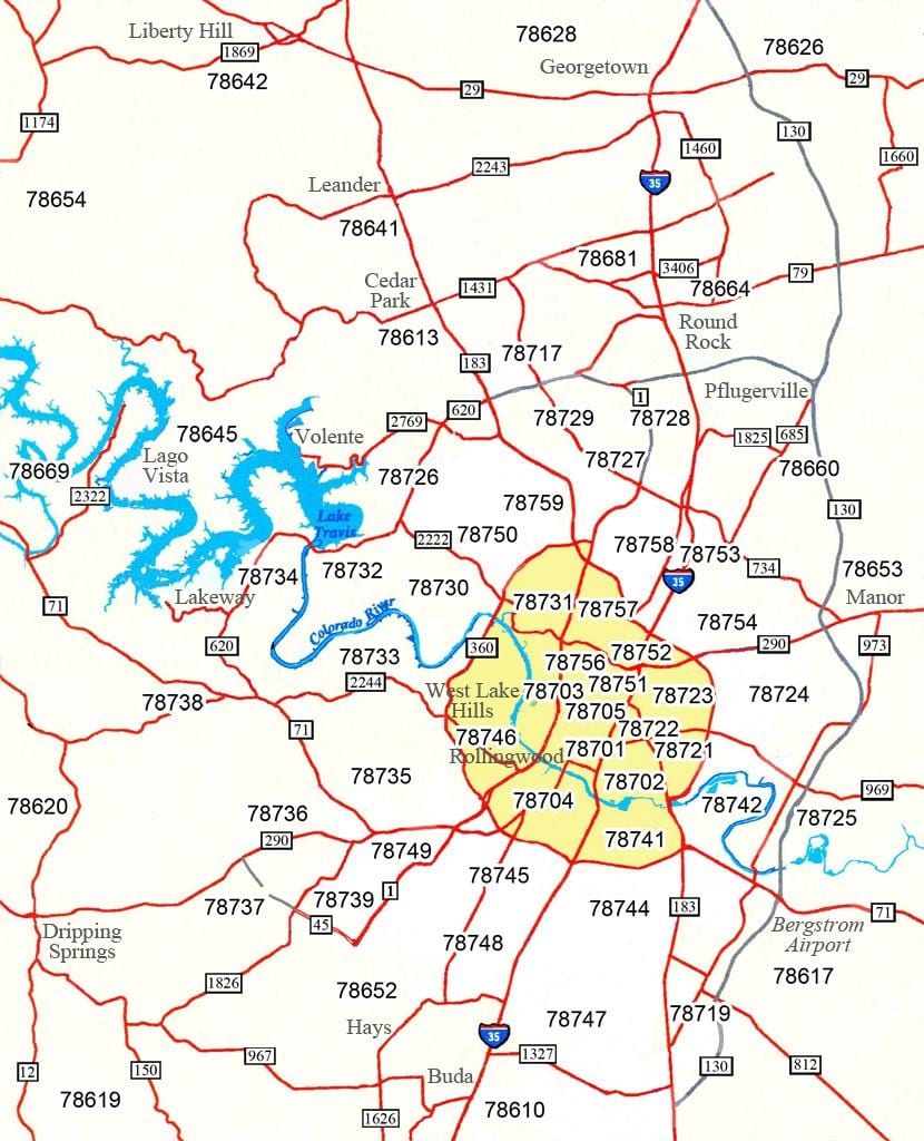mã bản đồ Austin Tx