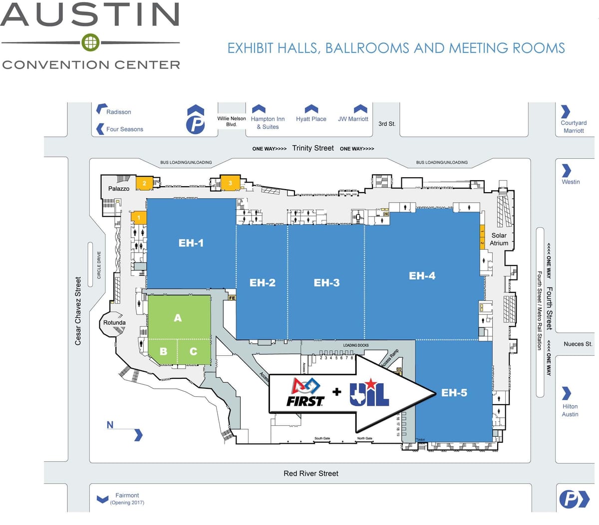bản đồ trung tâm hội nghị Austin