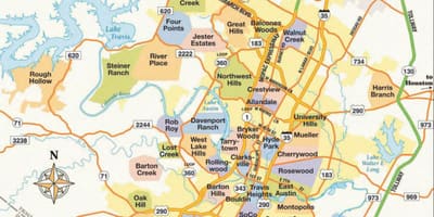 Bản đồ của Austin, texas khu phố