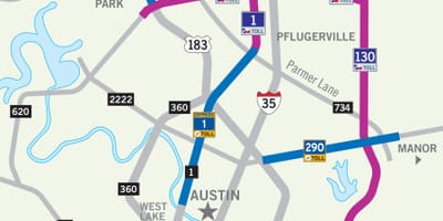 Bản đồ của Austin toll road